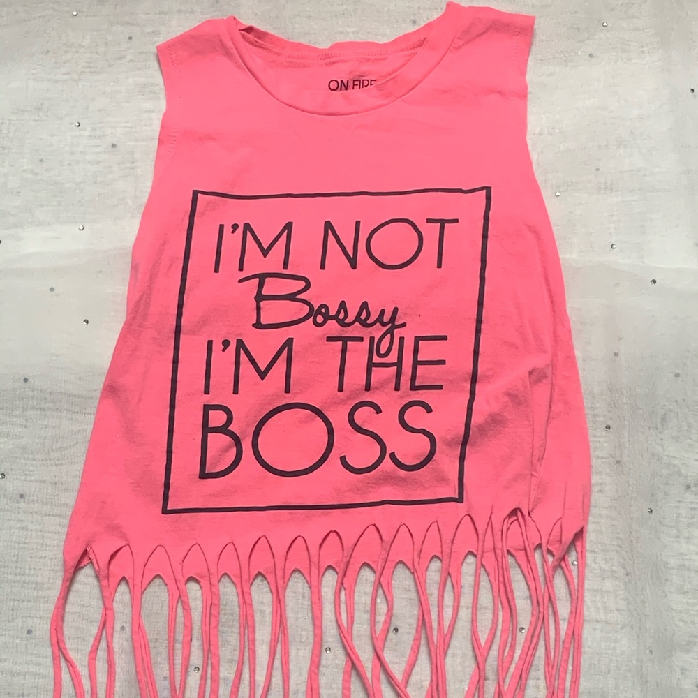 Pink fringe shirt